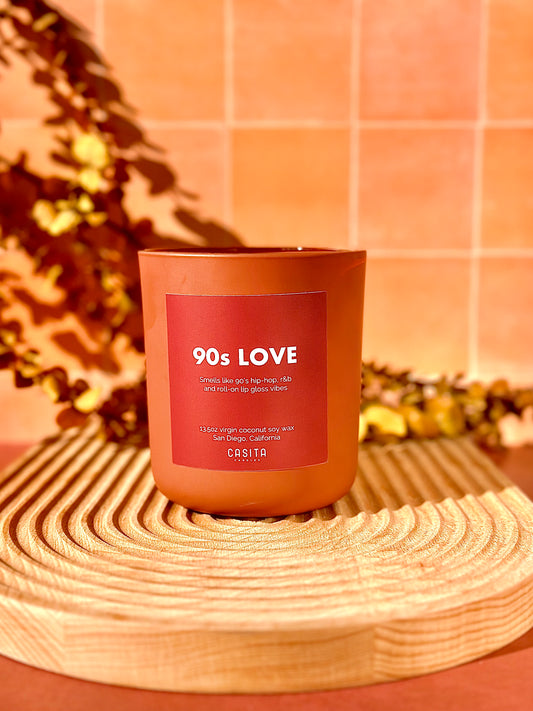 90Love candle. Smells like 90's hiphop, r&B and roll on lip gloss vibes